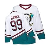 Mighty Ducks Movie Ice Hockey Jersey 99# Admn Banks Conway Stitched Letters and Numbers