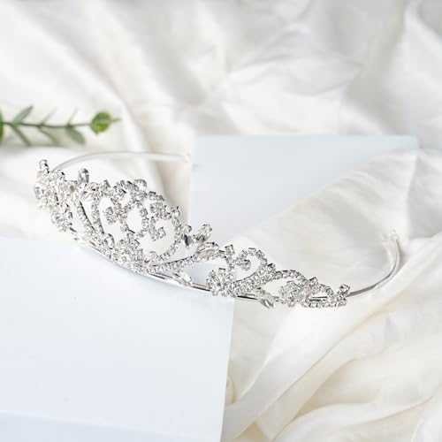 Image of First Communion Tiara Princess Wedding Headpiece for Women Crystal Tiara Jewelry Baptism or Christening Gift for Flower Girls