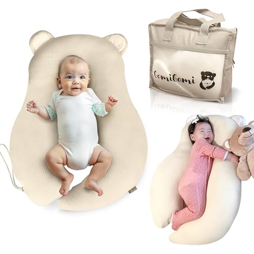 Image of Gomigomi Multifunctional Baby Pillow: Anti-Roll, Nursing, and Tummy Time Features, 3D Air Mesh Fabric for Breathability. Adjustable Thickness, Easy Care