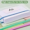 JARLINK 10 Pcs Poly Zip Envelope, A6 Size (9 x 4.7in) Plastic Zipper Pouches with Label Pocket, 10 Colors, Reusable Clear Pencil Bags for Office Supplies