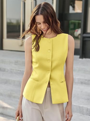 Chaleco de tweed ajustado de sastrería fina con botones para mujer 2