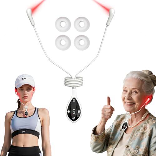 Funzionamento one-touch e design a mani libere: le cuffie per terapia laser incorporano la terapia della luce rossa e aiutano a mantenere la salute dell'udito. I tappi per le orecchie a luce rossa a LED presentano un design ergonomico e una forma simile a una cuffia, che consente una facile maneggevolezza. Il controller è dotato di spie chiare per un uso semplice e intuitivo. La confezione include una scatola di controllo, tappi per le orecchie, coperture in silicone, un cavo di ricarica e un manuale utente.