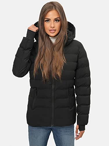 OZONEE Damen Winterjacke Jacke Winter Farbvarianten Warm Bomberjacke Steppjacke Wintermantel Kunstfell Daunenjacke Leichte Outdoor Puffer Jacket Gepolstert JS/M769/392 SCHWARZ L