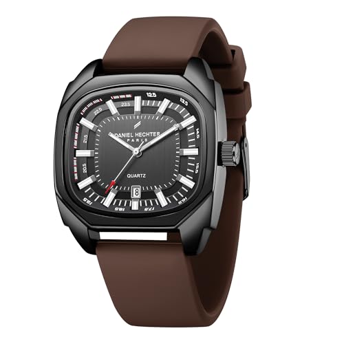 Image of Daniel Hechter Paris Marie Collection Analog Watch for Men with Square Dial, Date Display, Quartz Movement & Silicone Strap
