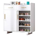 Cajón Zapato Rack Puertas Correderas Cerca A Prueba De Polvo Locker Locker Cabineta Cabineta Sala De Estar Salón Dormitorio 80x34x100cm MUMUJIN (Color : White)