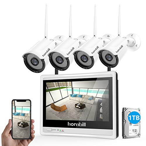 Wireless Security Camera System with Monitor,Hornbill 1080P 8 Channel Video Security System