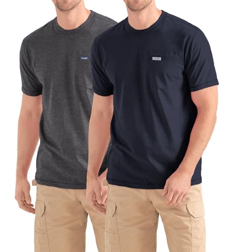 Wrangler Big and Tall T-Shirts for Men - 2 Pack Cotton Tee with Chest Pocket by Wrangler - Used condition - US$23.35