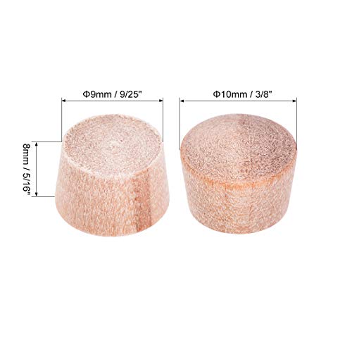 Image of uxcell Wood Button Top Plugs 9 /25 Inch Cherry Hardwood Furniture Plugs 5 /16 Inch Height 50 Pcs