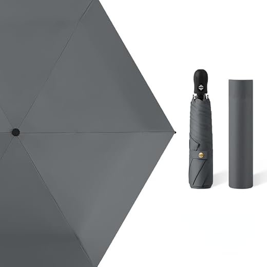 NW 1776 Guarda-sol UV dobrável com 6 nervuras com design leve, Cinza, P