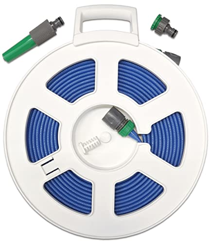 New Model - 10m Premium Flat Garden Hose on Reel Motorhome or Caravan Cleaning