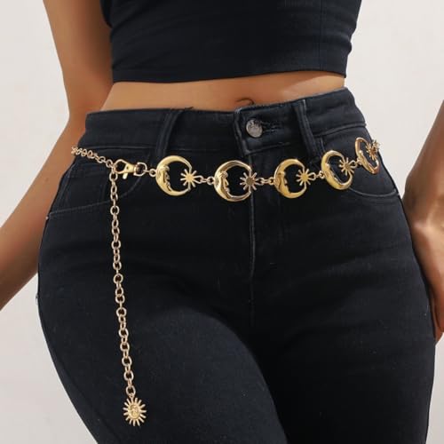 Western Metal Concho Belt for Women Boho Waist Chain Belt Metal Body Chain Belly Accessories for Country Concert Jeans Dresses2