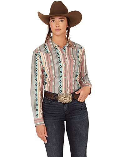 Wrangler Women's Retro Long Sleeve Western Snap Shirt, Black Stripe, Xx-Large #TOP20