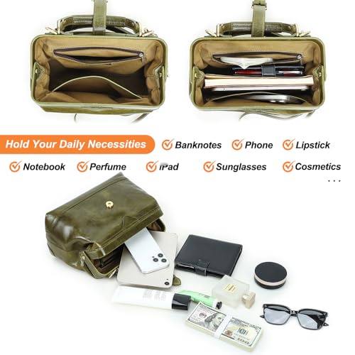 Image of CONTACTS Full Grain Leather Doctor Purse Bag for Women Top Handle Bag Vintage Handbag Shoulder Bag