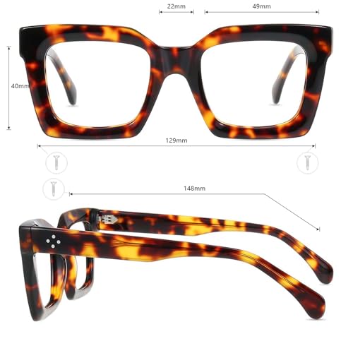 Image of Firmoo Oversized Square Blue Light Blocking Glasses for Women /Men, Stylish Computer Eyeglasses Anti Headaches,Acetate