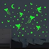 decalmile Glow in Dark Magic Fairy Wall Decals Fluorescence Butterfly Star Wall Stickers Creative...