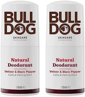 BULLDOG SKINCARE - Vetiver and Black Pepper Roll On Natural Deodorant For Men 75 ml (Pack of 2)