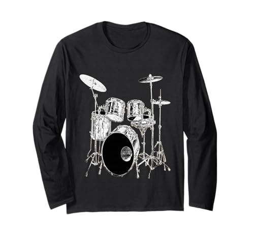 Drummer Music Motiv Batterie de batterie Manche Longue