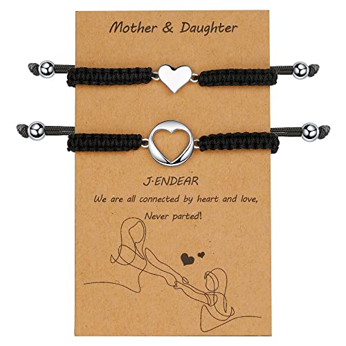J.Endéar Madre Hija Pulseras Corazones Plata 925 Cuerda de filigr...