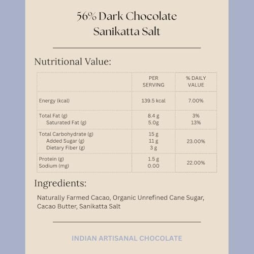 Image of Darkins Dark Chocolate | 56% Artisanal Dark Chocolate Sanikatta Salt | Vegan | Gluten-Free | Hand Crafted Chocolate | Unrefined Cane Sugar | Natural Chocolate | 50 GM Each Pack of 2
