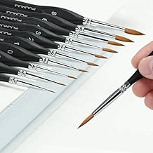 Kolinsky Sable Watercolor Brushes, 10pcs Sable Detail Paint Brush Set Will Keep a Fine Tip Point and Spring for Watercolor Acrylic Gouache, Miniature, Nail Art & Models