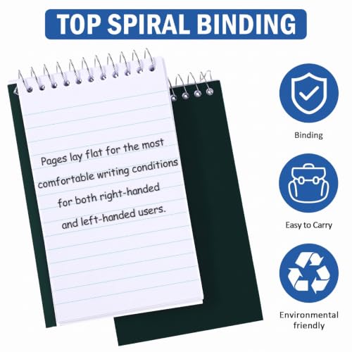 Image of Teling 50 Pieces Spiral Memo Pads Bulk 3 x 5 Inch Small Note Pads Top Bound Lined College Ruled Paper Mini Notepad Pocket Spiral Notebooks for School Office Home Supplies, 75 Sheets (Dark Colors)