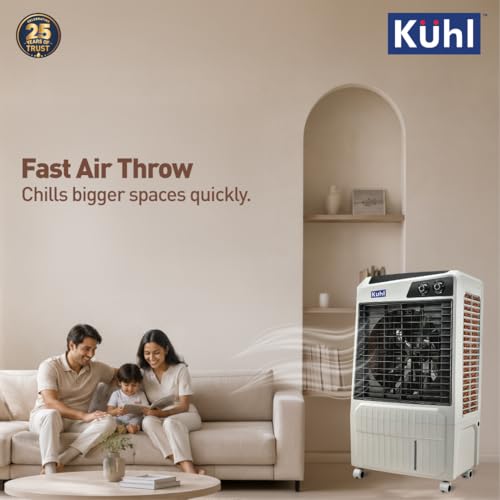Image of KUHL Brizo DC-105-16 Portable Desert Air Cooler|200W| 105L Capacity| 16 inch Blades| Honeycomb Cooling Pads for long-lasting Cooling| Powerful Air Delivery| 1350 RPM | 32ft Air Throw| Inverter Compatible