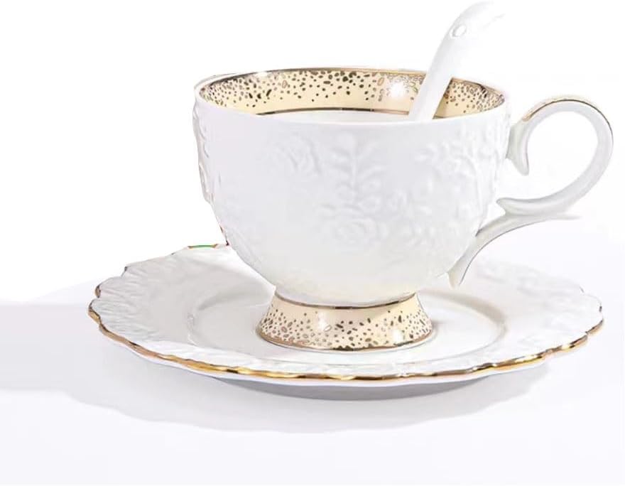 Coffee Cup,Tea Cups,Coffee Cup* Ceramic Coffee Cup Set,Tea Set,European Luxury Cup Saucer Emboss Tea Set Ceramic Coffee Cup and Saucers Combo,Creative Milk Afternoon Tea,
