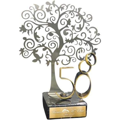 JOYERIA EL FARO | Grabado personalizado | Presentación en estuche premium | Celebra vuestros años de amor juntos (50 aniversario, 22 x 18 cm)