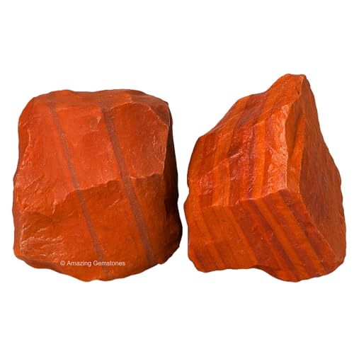 Image of Amazing Gemstone Red Jasper Raw Crystals and Healing Stones, Natural Rocks for Tumbling and DIY Raw Stones and Crystals (5 Pieces)