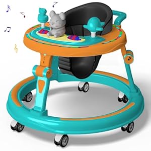 StarAndDaisy 360 Baby Walker 6-24 Months / 7 Level Height Adjustment Walker for Kids Boy and Girl with Intergrated RGB Lights, Switchable Food & Musical Toy Tray/Premium Baby Activity Walker