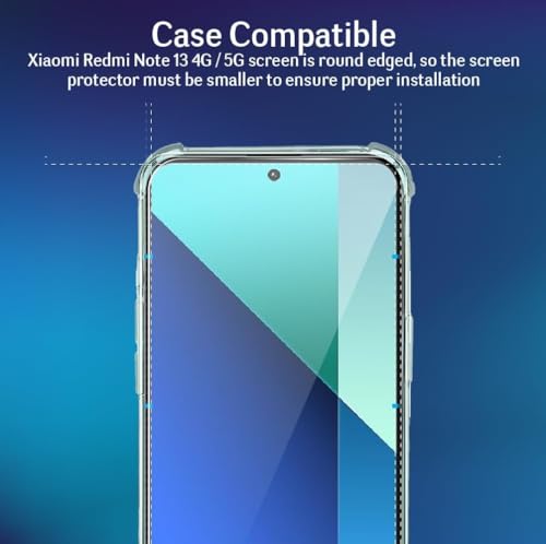 QUITECO Ochraniacz ekranu do Xiaomi Redmi Note 13 4G / Redmi Note 13 5G [2 sztuki] szkło hartowane na ekranu, screen protector ochronne ekran