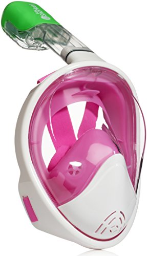 Easy Snorkel Full Face Snorkeling Mask - 180 Panoramic View for Increased Visibility, Tubeless Technology Snorkeling Gear Prevents Gag Reflex - (Pink, S/M)