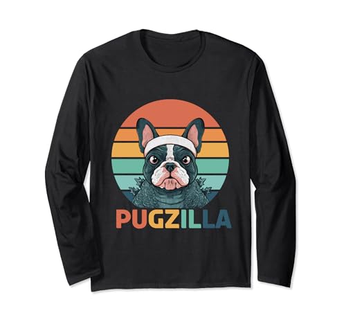 Funny Pug Owner Pugzilla Dog Lover Funny Animal Maglia a Manica