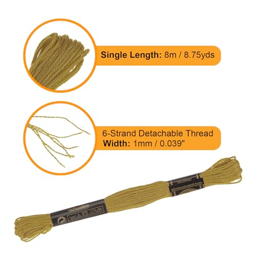 Image of HARFINGTON 12 Skeins Embroidery Floss 8.75yds(8m) Egyptian Long-Staple Cotton Cross Stitch Thread for Sewing DIY Bracelet Yarn String and Crafts, Deep Yellow(6833)