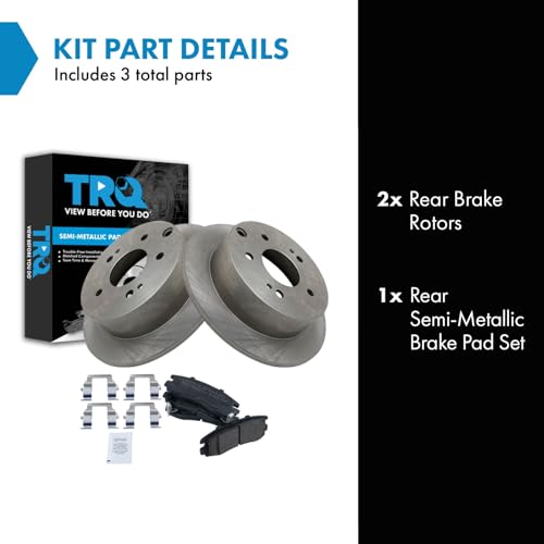 Image of TRQ Rear Brake Pad and Rotor Set Semi Metallic | For 2006-2012 Mitsubishi Eclipse 2004-2012 Galant