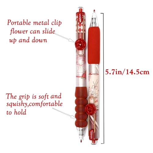 Bolígrafos Gel Retráctiles Flor Roja Set 10 Unidades miniatura 2
