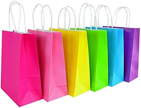 Sturdy Storage Box 6 Pcs Brown Paper Bags with Handles–Thank You Gift Packaging Bag for Thanksgiving Wedding Birthday Guests Christmas for Christmas, Halloween, Graduations, Weddings ( Color : E )