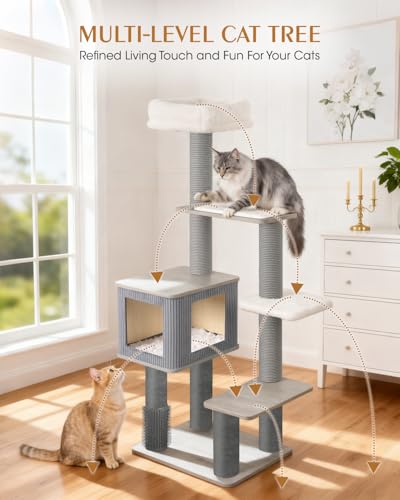 Árbol para gatos multi-nivel gris claro pesado miniatura 6