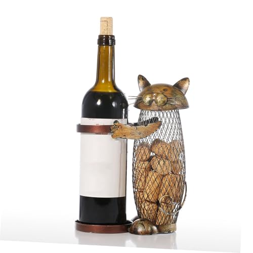 Soporte creativo para botellas de vino de hierro con forma de gato miniatura 7