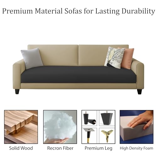 Image of Kathleen 3 Seater Sofa Set for Living Room - Foldable Convertible Couch Furniture for Home, Office or Guest Use, Modern Designer Stylish Comfortable (Cream Black)