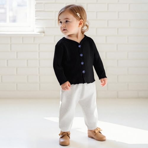 Newborn Baby Girl Ribbed Cardigan Button Up Long Sleeve Knit Jacket Toddler Girl Sweater Cardigan Fall Clothes3