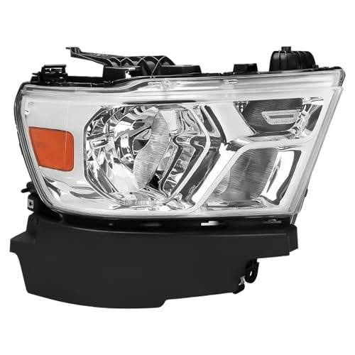 BOMLING Right Passanger Side Headlight Assembly Compatible with Dodge Ram 1500 2019–2023, Chrome Housing Halogen Headlight Replaces 68316080AJ, CH2503329