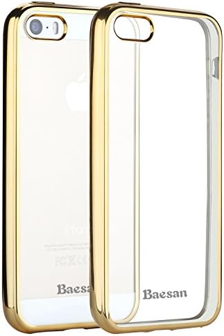 iPhone SE case,iPhone 5 case,Baesan Ultra Slim Design Silicone Clear Case Electroplate Frame Bumper Protective Case for iPhone 5S/iPhone SE -- Gold