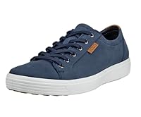 ECCO Men's Soft 7 Long Lace Leather Sneaker, Marine/Lion, EU 42/US 8-8.5