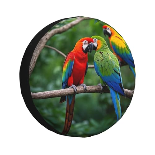 Funda impermeable para llanta de repuesto con diseño de loros coloridos en un árbol. Funda antipolvo universal para llanta de repuesto, ideal para remolques, caravanas, SUV, camiones y autocaravanas d