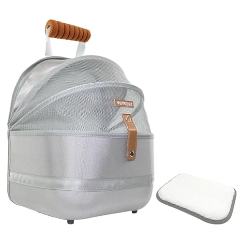 YXXTEAH 最新ペットリュック 小型犬・猫用 2WAYキャリーバッグ 軽量 通気性高い おしゃれ 折りたたみ 大容量 多頭対応 メッシュ構造 背負いやすい 散歩 通院 旅行用 (グレー)