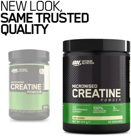 Optimum Nutrition Micronised Creatine Powder, Creatine Monohydrate Powder for Performance, Unflavoured, 93 Servings, 317 g, Packaging May Vary