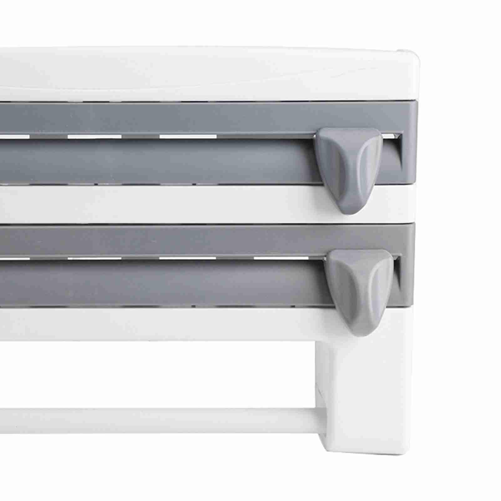 Portarrollos de Pared con Estante Portarrollos de Cocina Porta Rollos con Cortador de Papel de Aluminio Portarrollos de Papel para Rollo de Cocina Papel de Aluminio Película Adhesiva