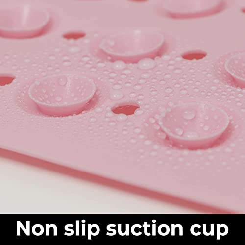 Image of VHKD PVC Bathroom mats Anti Slip Bathroom mat Non Slip Bath Anti Skid Doormat Rectangle (Grey[70x35cm]+Pink[70x35cm])