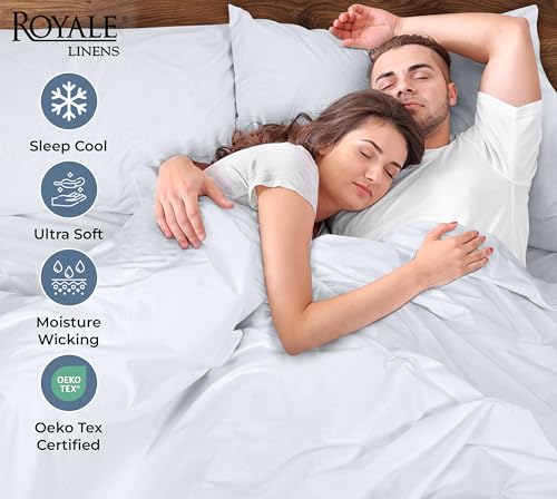 Image of ROYALE LINENS 100% Organic Cotton Percale Pillowcases Set of 2 - Standard Size Percale Pillowcase - Standard Set of 2 Pillow Cover - Breathable, Cool & Crisp White Pillow Cases (20 inchx26 inch, White)